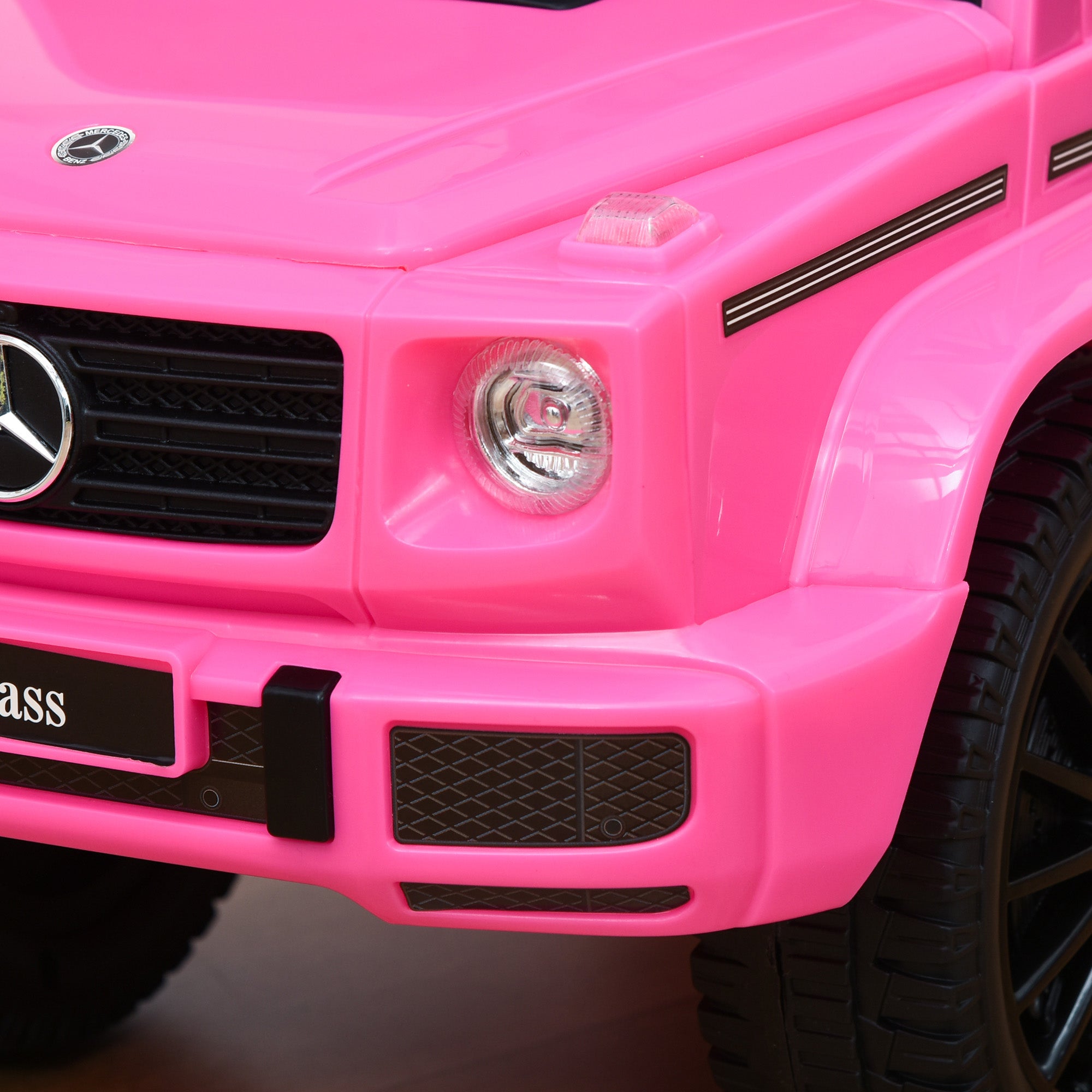 Bright pink plastic homcom 3 in 1 kids ride on g-wagon with under-seat storage steering wheel and foot-to-floor design