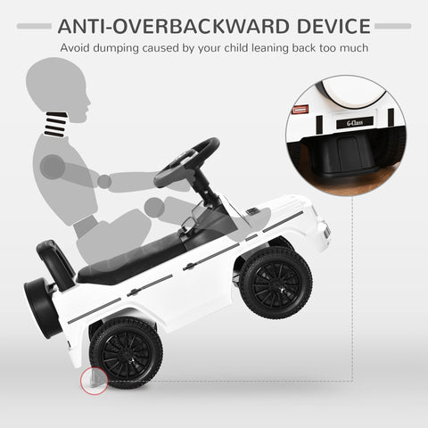 White and black homcom 3 in 1 kids ride on car with foot to floor design steering wheel and under-seat storage