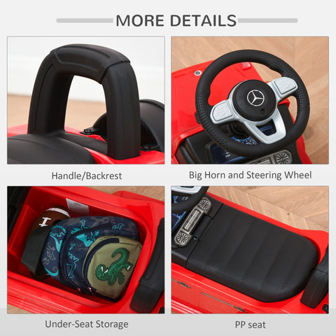 Red homcom 3 in 1 kids ride on car with foot to floor design steering wheel and under seat storage for toddlers