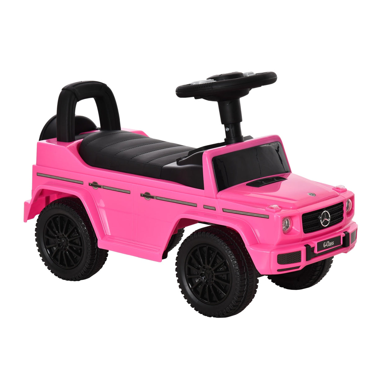 Pink HOMCOM 3 in 1 kids ride on car g350 with foot-to-floor design steering wheel and under-seat storage for toddlers