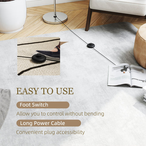 Black foot switch with sleek circular design for easy use on homcom 3-light tree floor lamps 3000k 4000k 6000k silver tone steel base