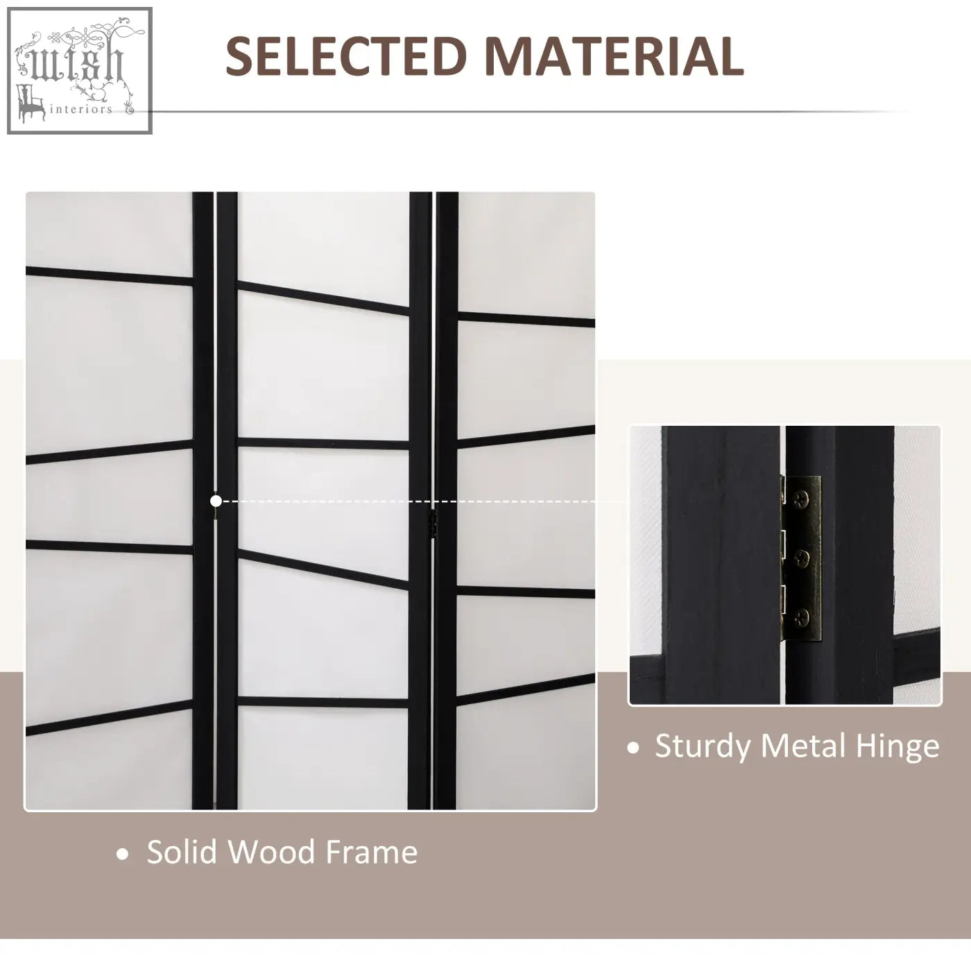 Black framed homcom 3 panel room divider with strong structure wooden frame and metal hinges for bedroom privacy