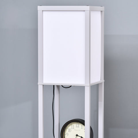 White standing lamp with clock base melamine coating acrylic shade perfect for living room bedroom and office use