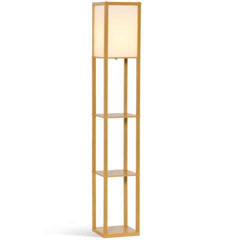 Gold finished homcom 3-tier floor lamp with rectangular acrylic shade and shelves perfect for living room use
