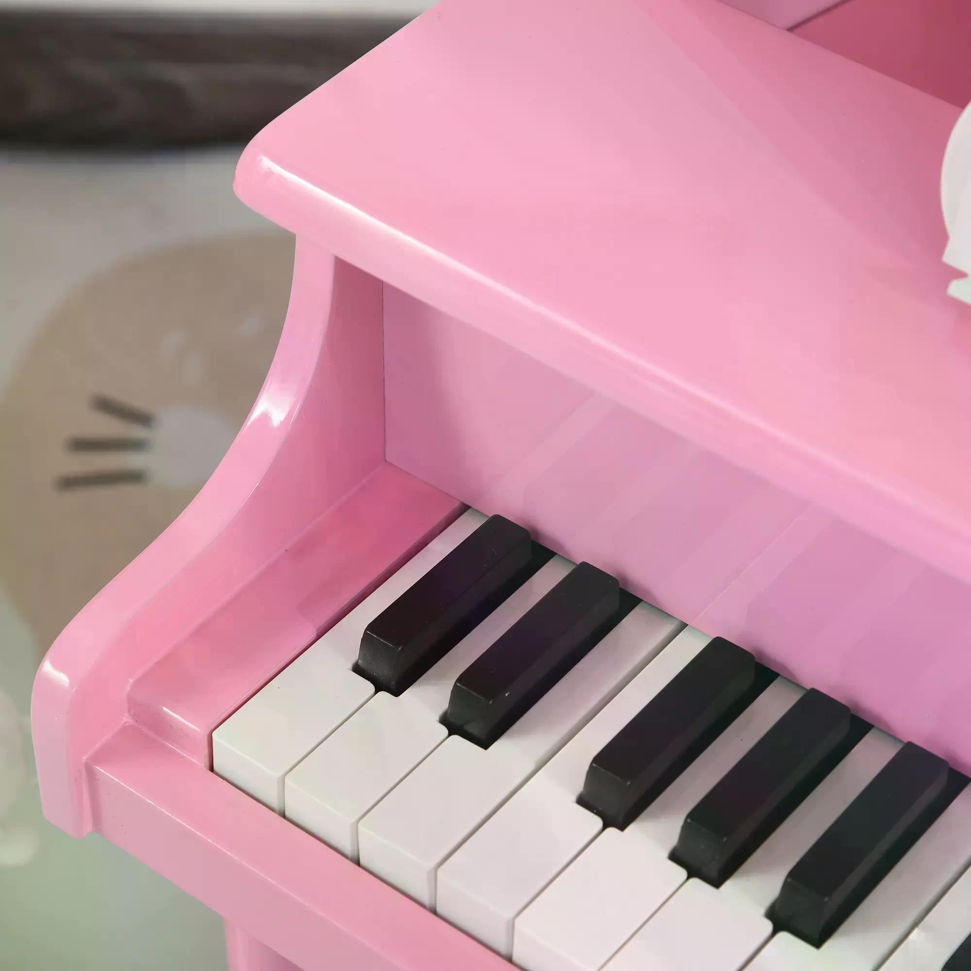 Pink homcom 30 keys mini kids piano with black and white keys music stand perfect for child’s room gifts and play