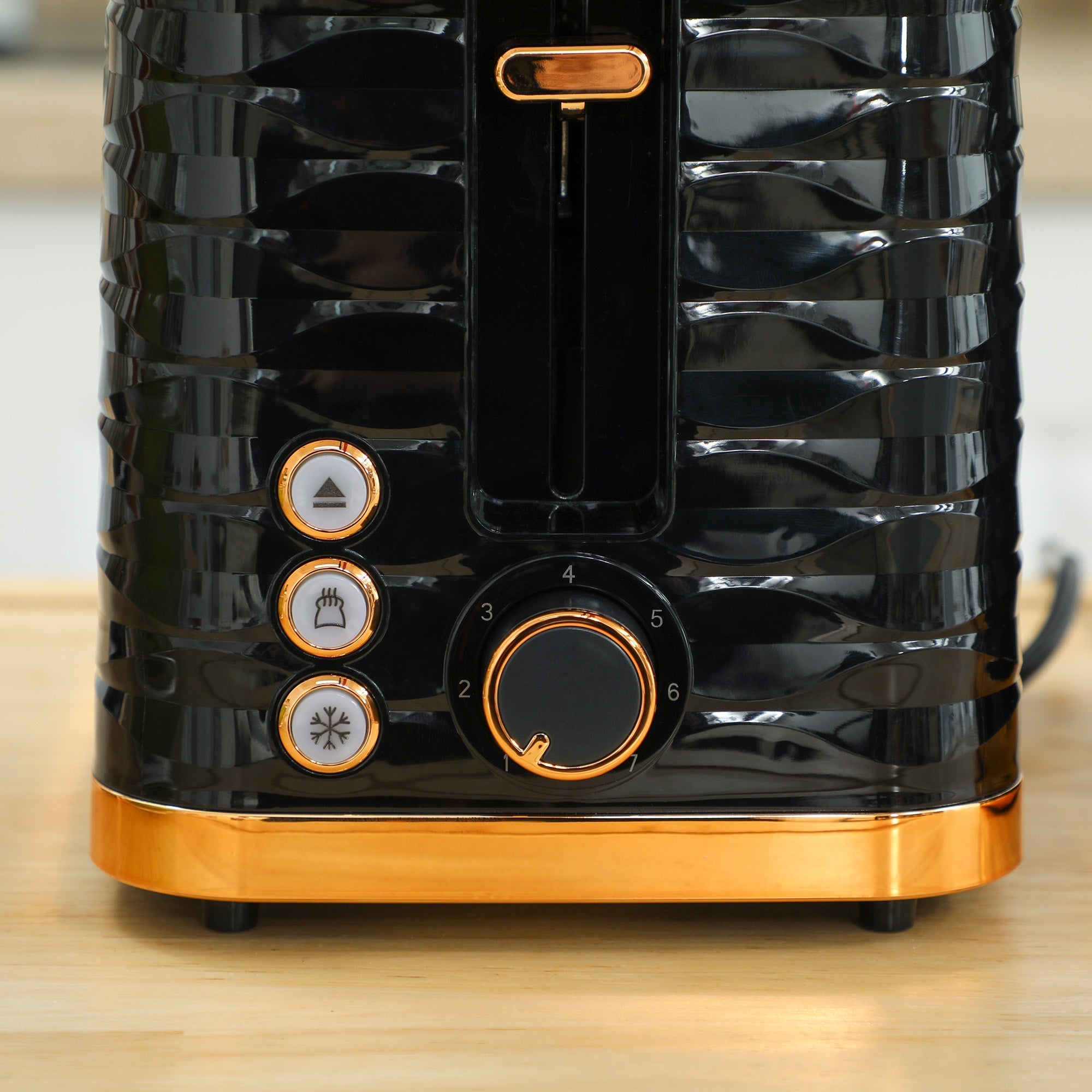 Black and gold homcom rapid boil kettle and 2 slice toaster set with 7 browning controls and crumb tray