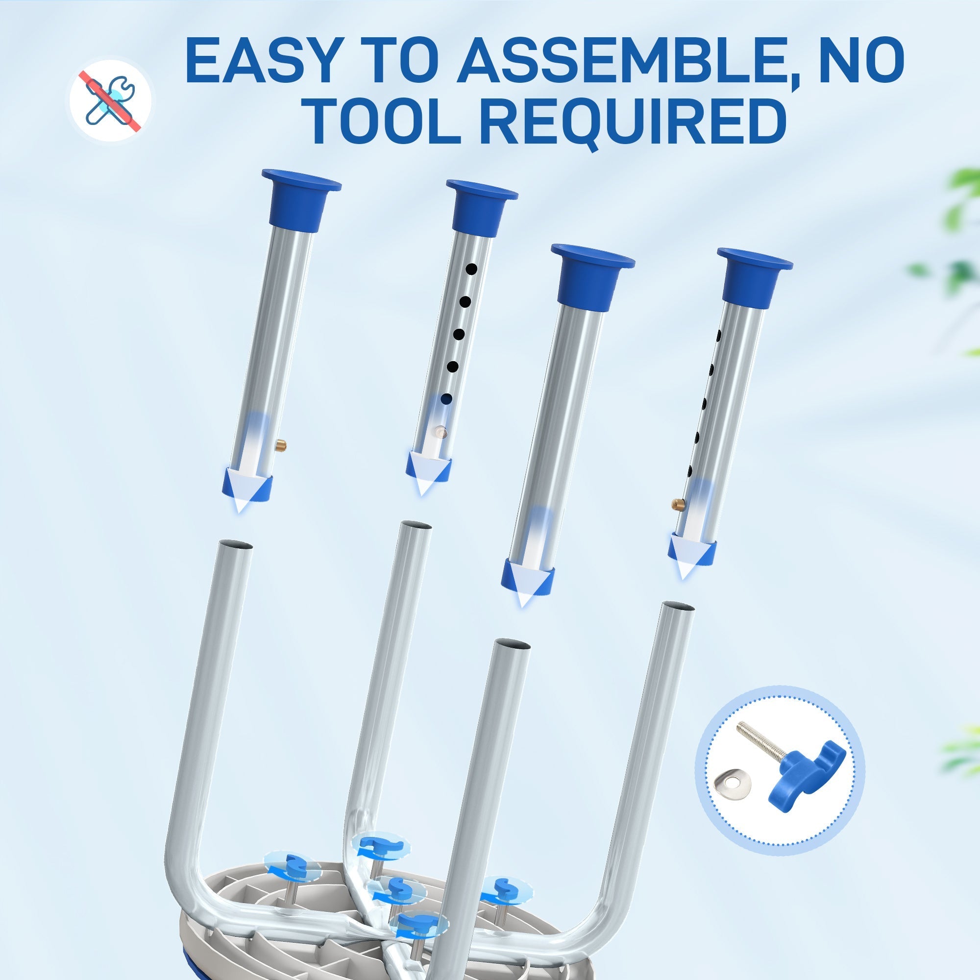 Silver aluminum homcom 360° swivel bath stool with blue caps non-slip feet and adjustable height for max load use
