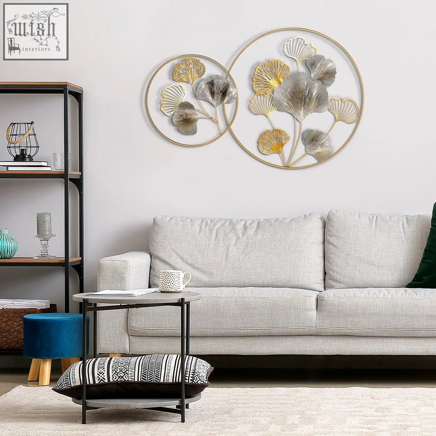 Homcom 3d metal wall art with overlapping gold and silver maple leaves in metallic tones kit included for home decor