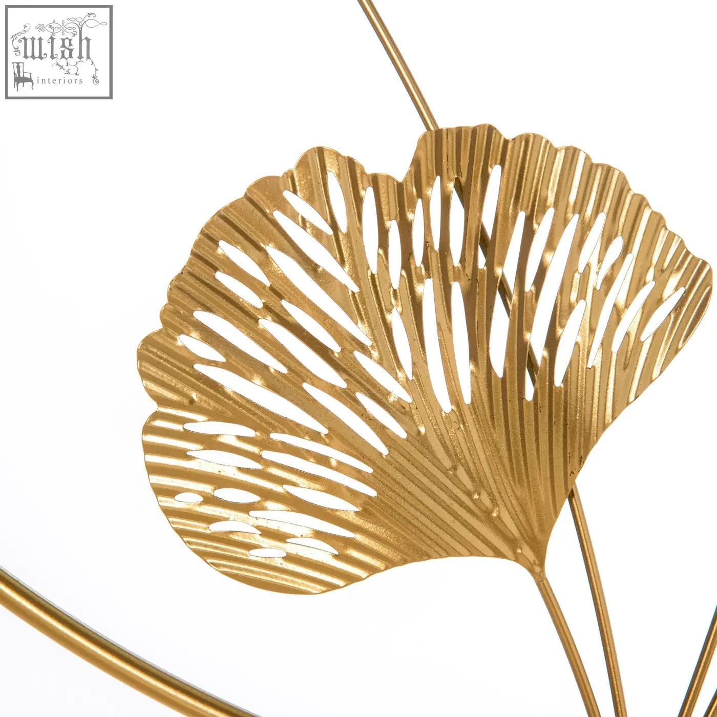 Gold metallic ginkgo leaf wall art with intricate cut-out veins in metallic tones kit included for modern home decor