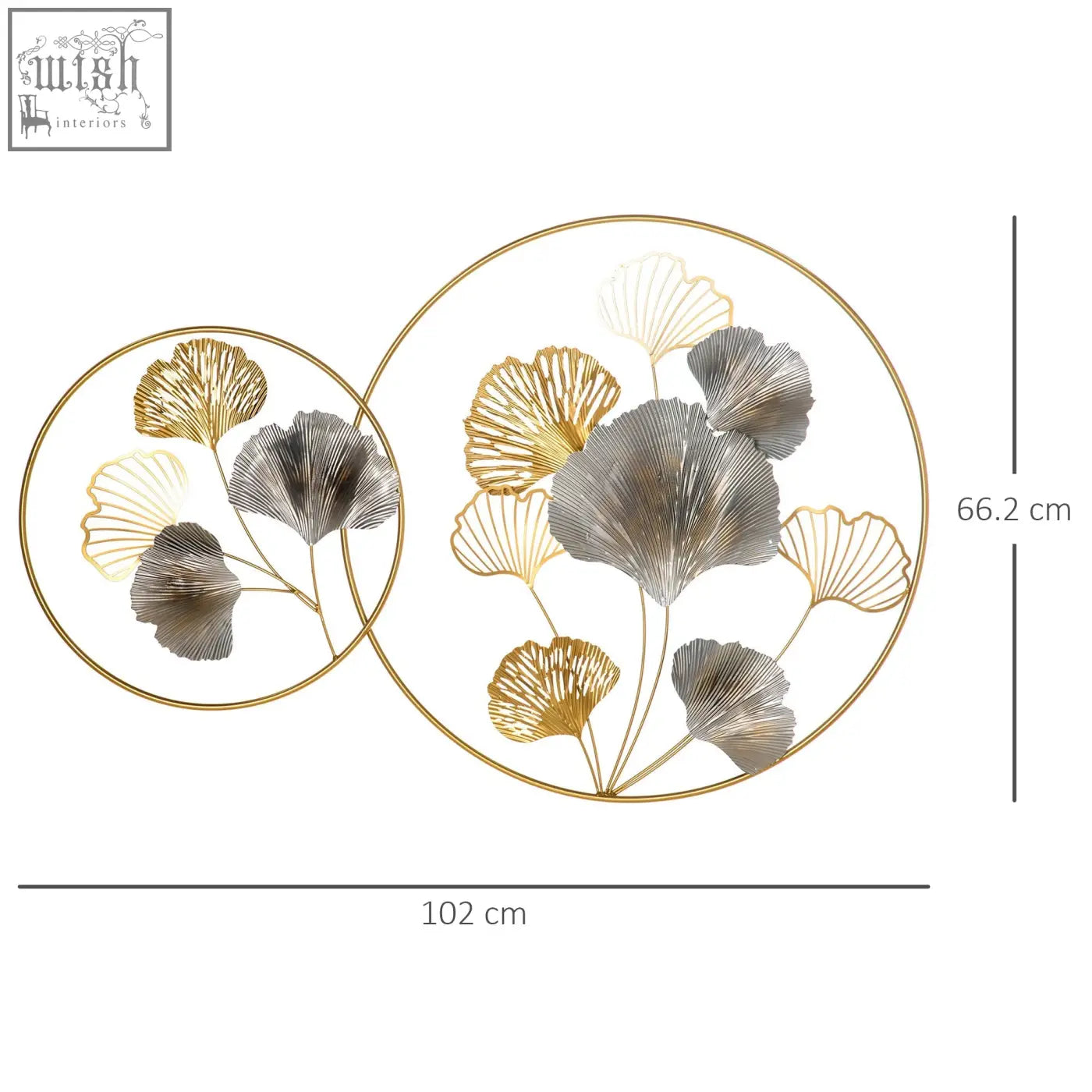 Homcom 3d metal wall art featuring gold and silver metallic tones ginkgo leaves in circular frames kit included