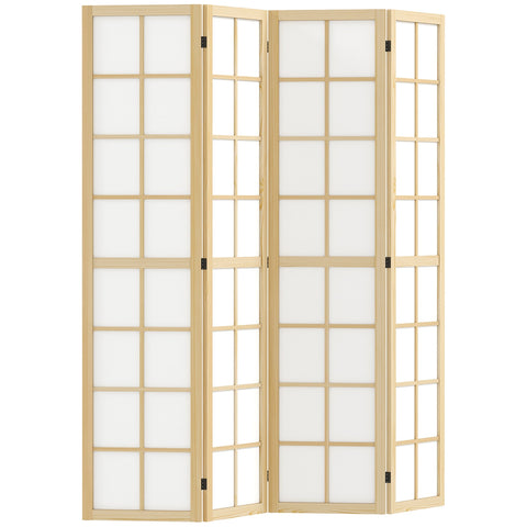 HOMCOM 4 Panel Folding Room Divider, Freestanding Room Separator, Indoor Privacy Screen for Living Room, Bedroom, 160 x 170cm