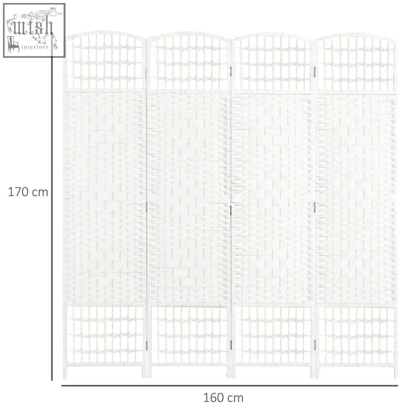 White homcom 4 panel room divider with wooden frame and woven paper rope lattice perfect for privacy and decor