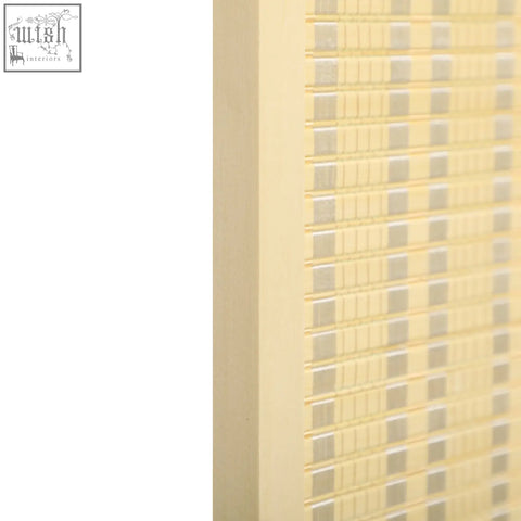 Beige mosaic tile panel room divider with wooden frame and translucent squares in homcom 4 panel folding screen