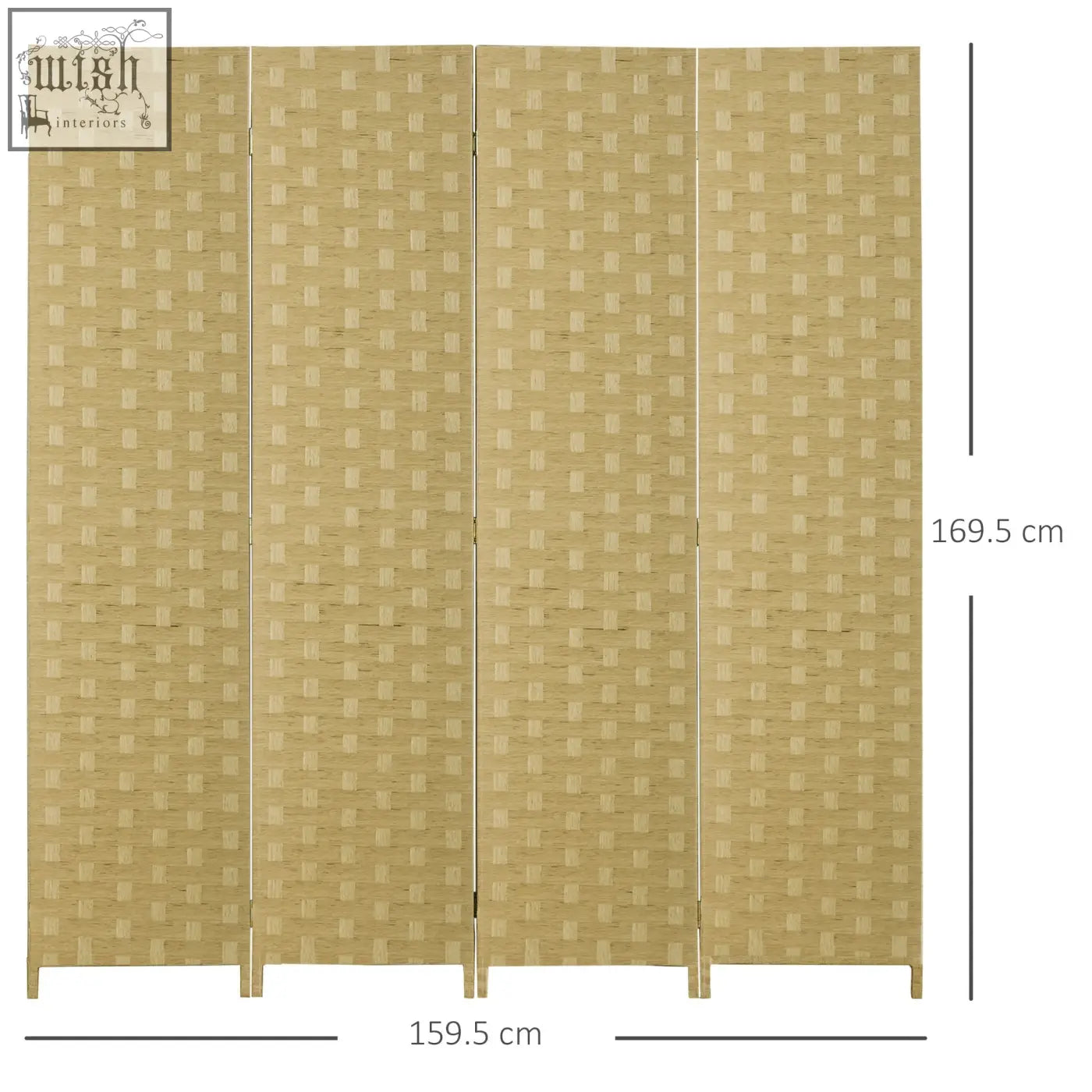 Beige woven rattan four panels room divider with wicker effect by homcom for indoor bedroom and office use