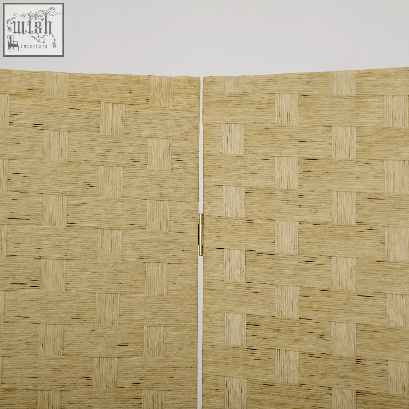Homcom 4-panel room divider with light brown wicker effect woven wood and central hinge for indoor privacy