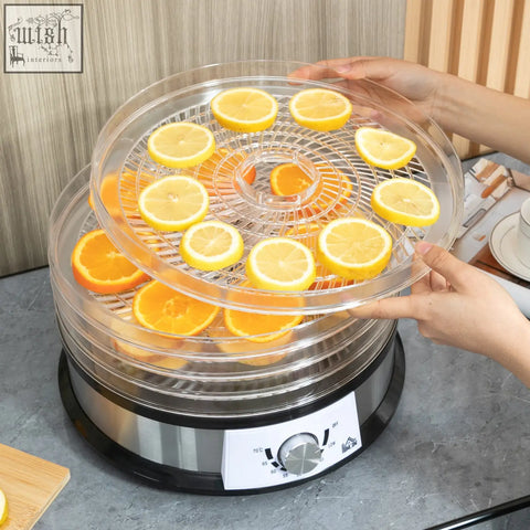 Homcom five tray food dehydrator with clear plastic tiers stainless steel base and control panel for even air circulation