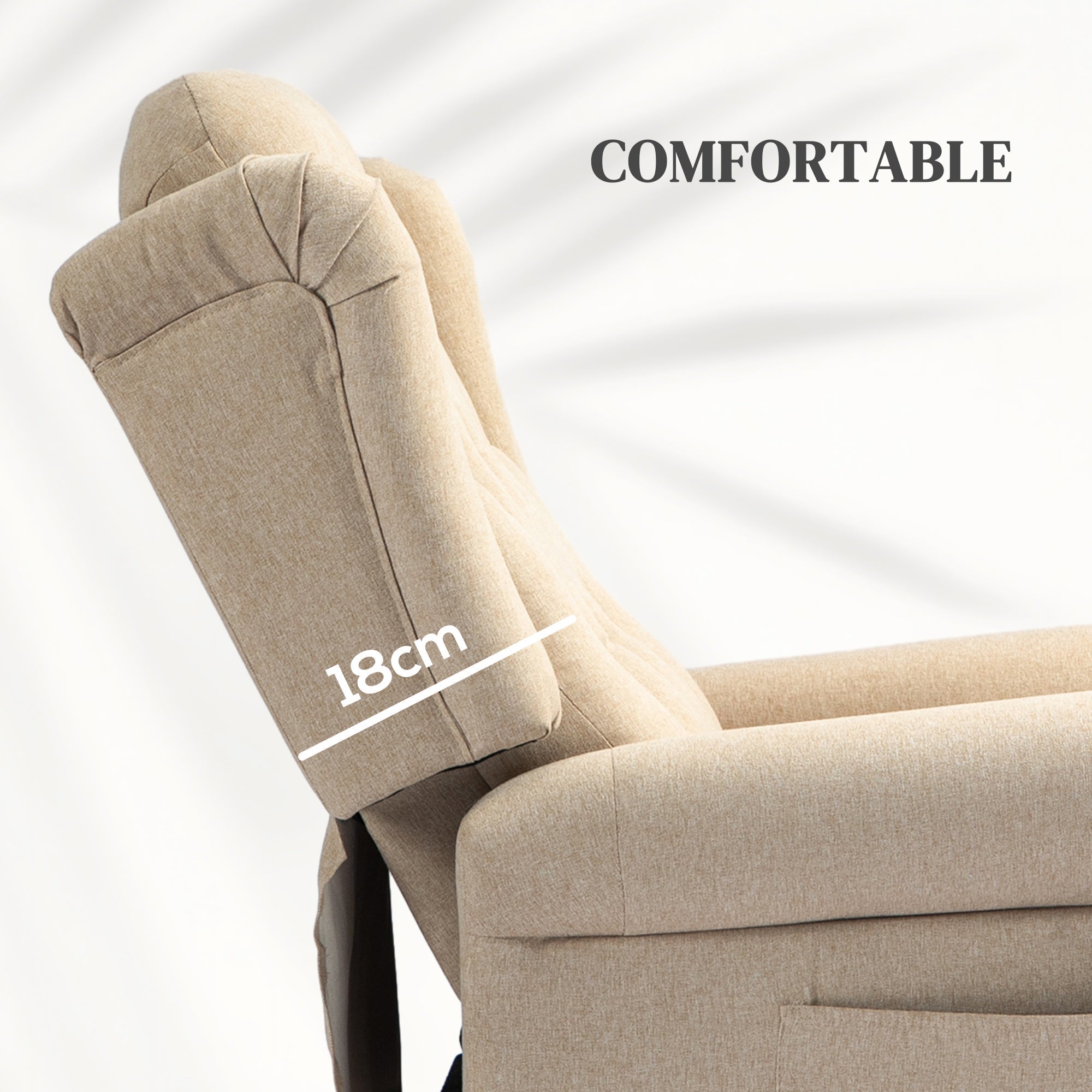 HOMCOM 45\'c2\'b0 Lifting Riser and Recliner Armchair  - Beige