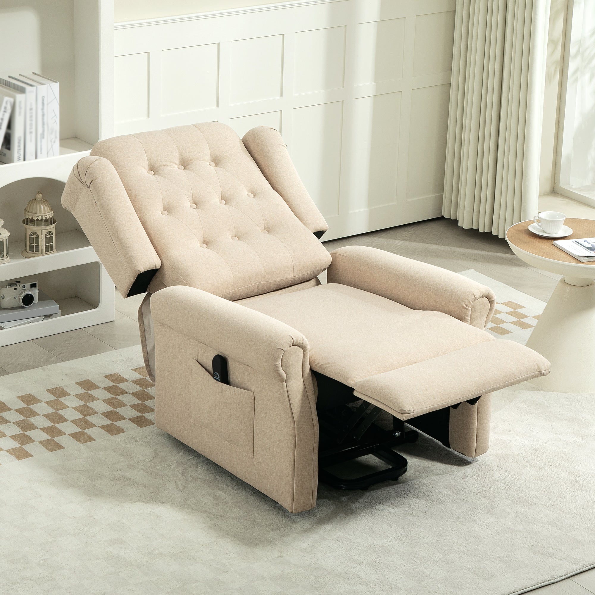 HOMCOM 45\'c2\'b0 Lifting Riser and Recliner Armchair  - Beige