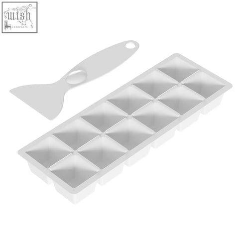 White silicone pyramid ice cube tray with scraper tool for use in homcom 46l capacity mini fridge with reversible door and adjustable temperature