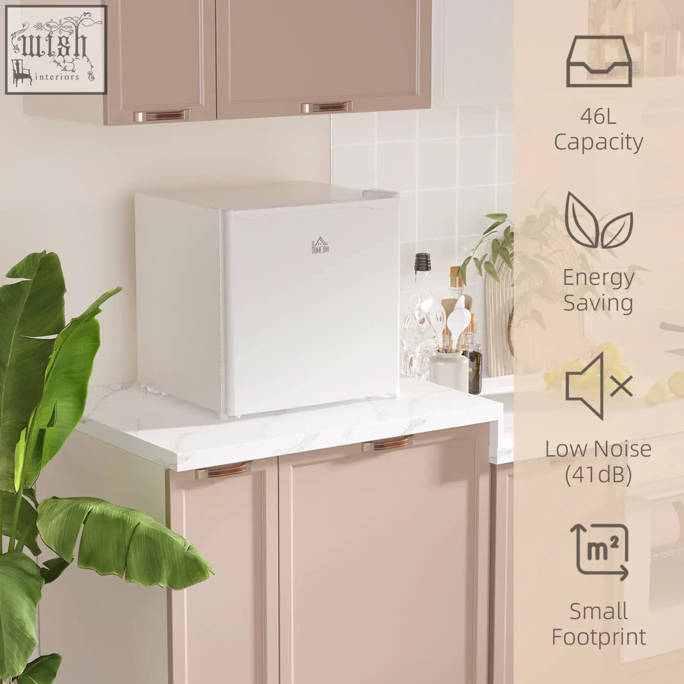 White homcom 46l capacity mini fridge with reversible door and adjustable temperature perfect for home office or bedroom