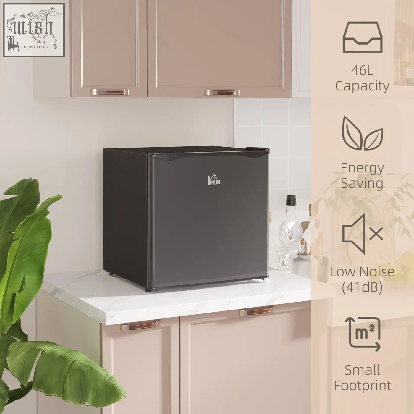 Black matte finish homcom 46l capacity compact fridge with reversible door and adjustable temperature for home office