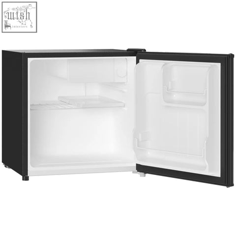 Black homcom 46l capacity compact fridge with reversible door adjustable temperature and clear plastic shelves inside