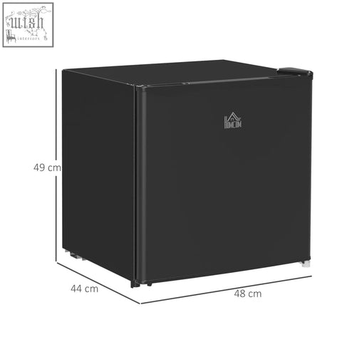 Homcom 46l capacity black mini fridge with reversible door and adjustable temperature perfect for bedrooms and offices