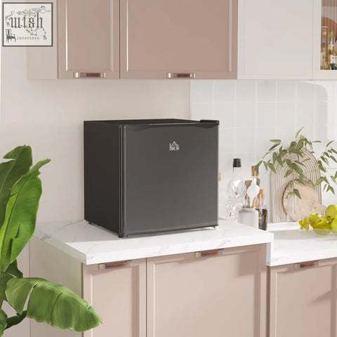 Black homcom 46 litre table top mini fridge with reversible door and adjustable temperature for home and office use