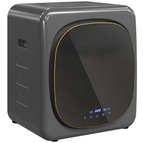 Modern gray vented tumble dryer with black glass door gold trim digital display stainless steel tub for home rv use