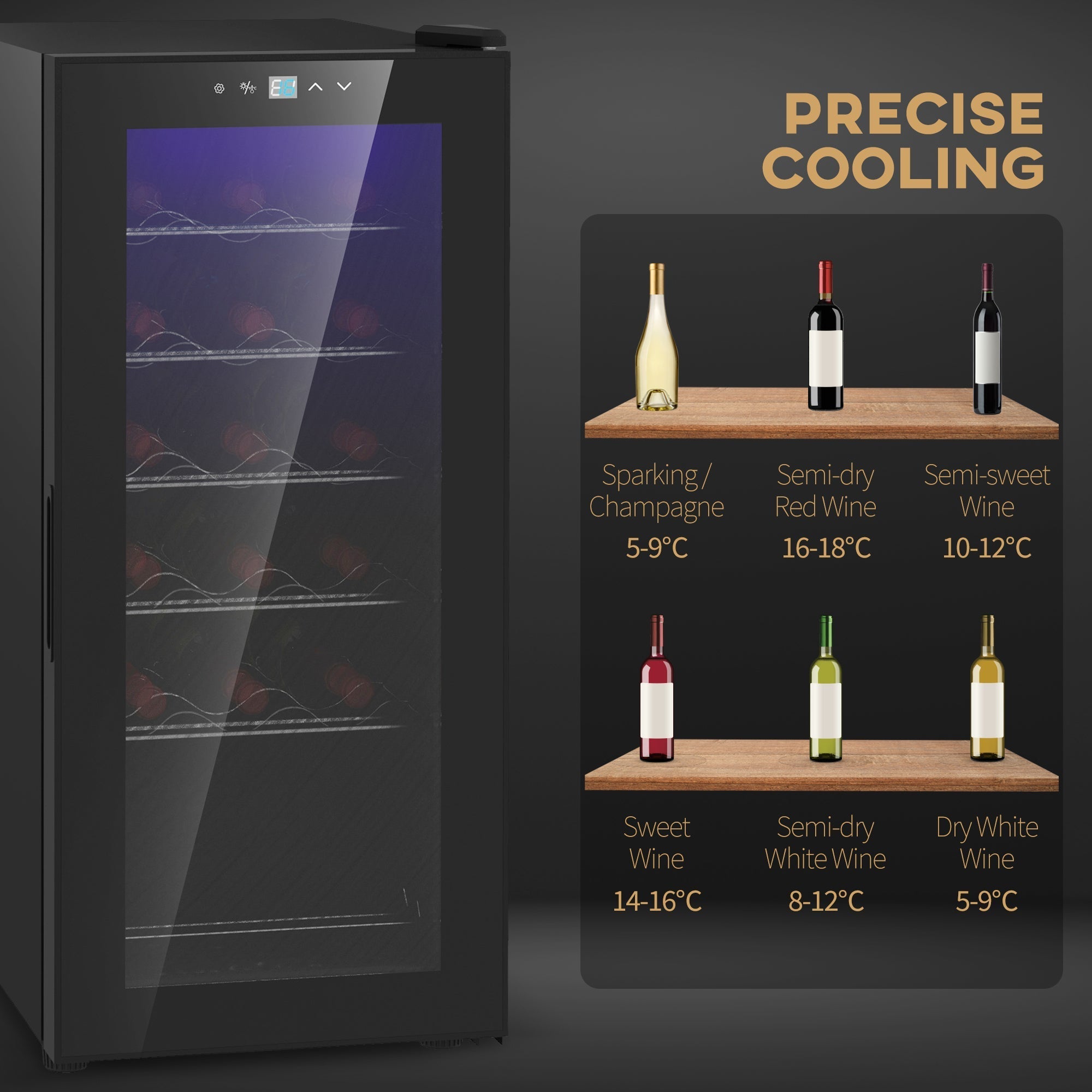 Black homcom 50l wine fridge with glass door digital touch screen and adjustable temperature for precise cooling