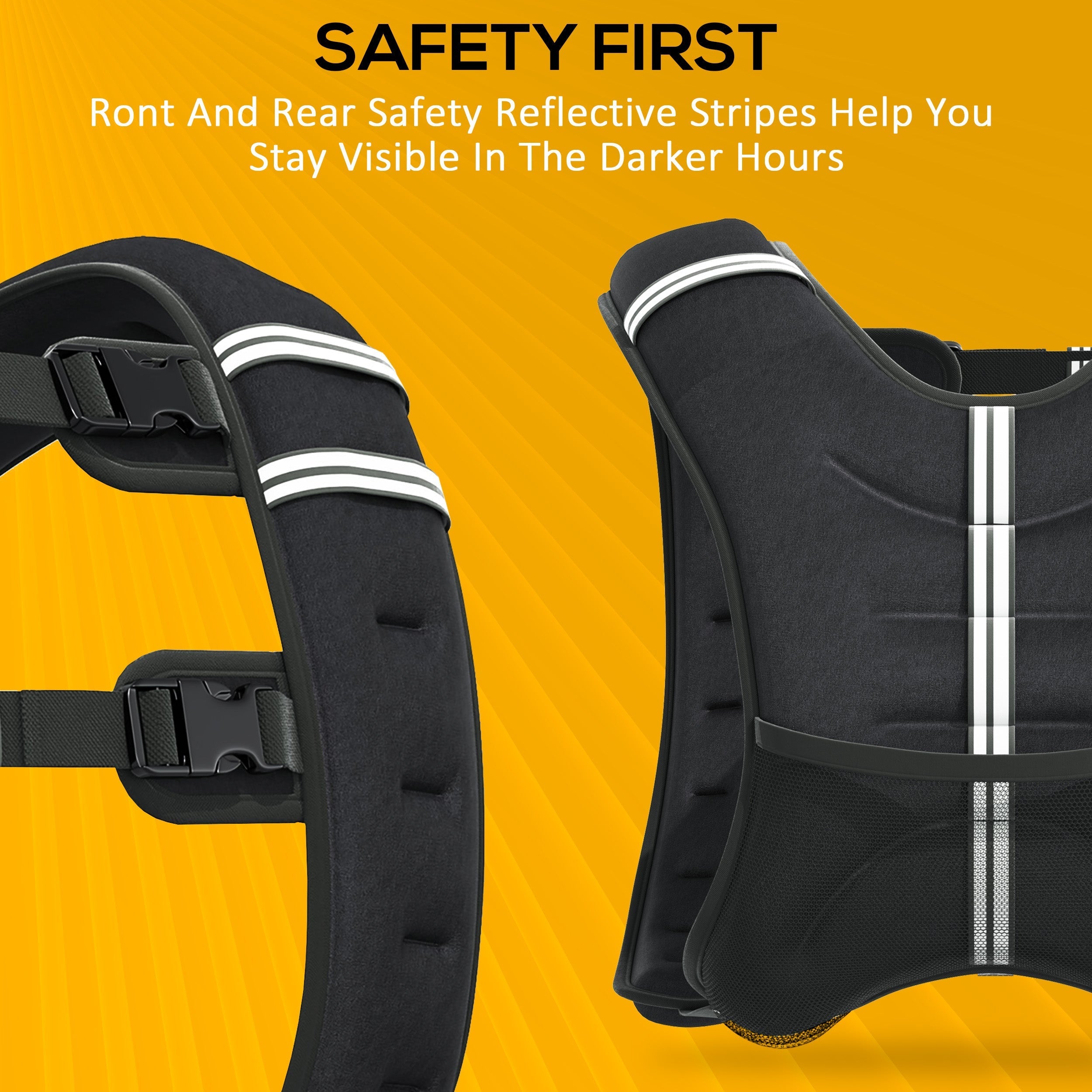 Black homcom running weight vest made of durable oxford fabric with reflective stripes on the back for safety