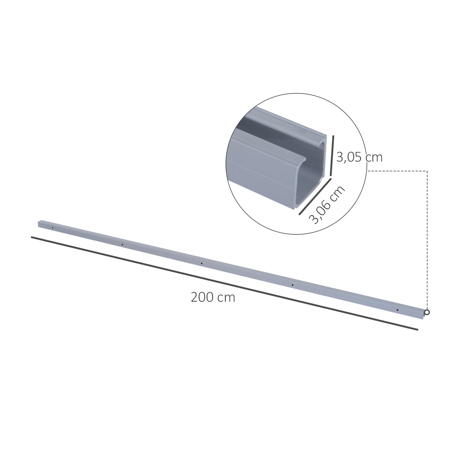 HOMCOM 6.5FT/2000mm Modern Sliding Barn Door Closet Hardware Track Kit Aluminium Track System Unit For Single Wooden Door