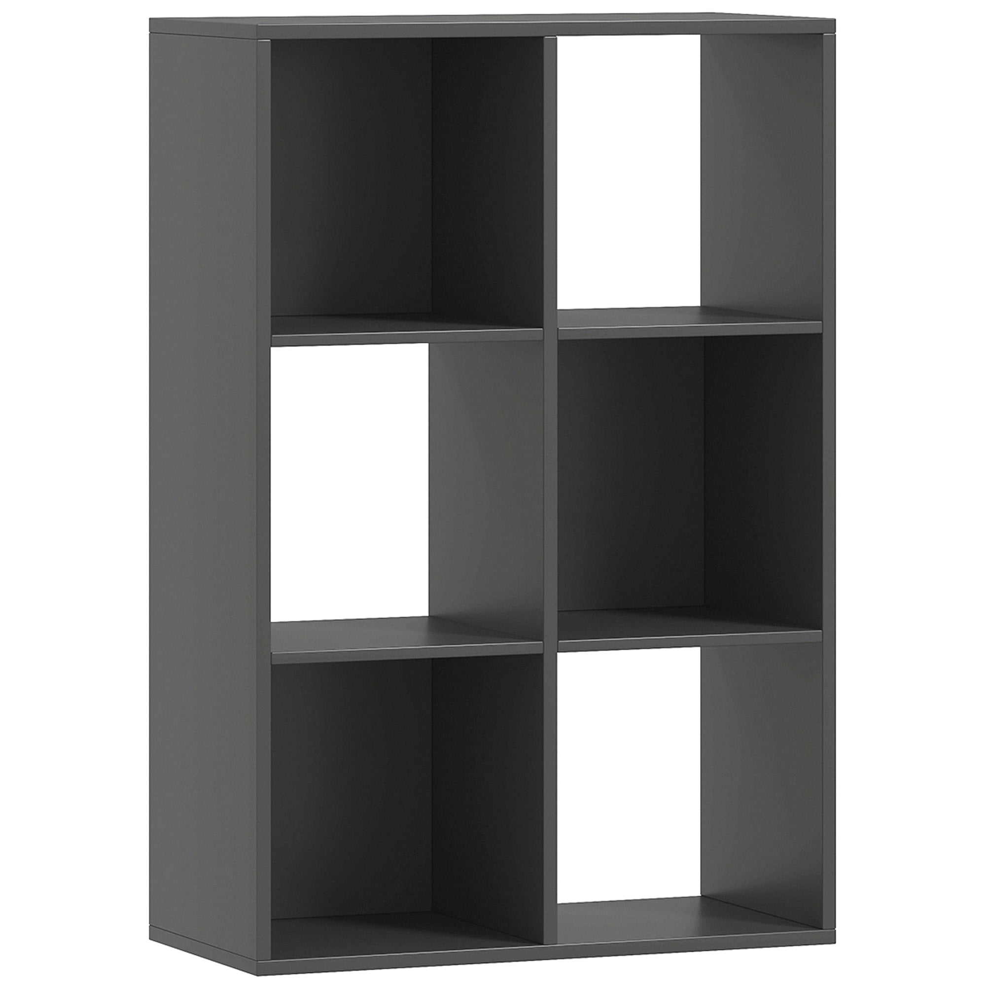 Modern gray 6-cube bookshelf made of particle board perfect for organizing a home office by homcom