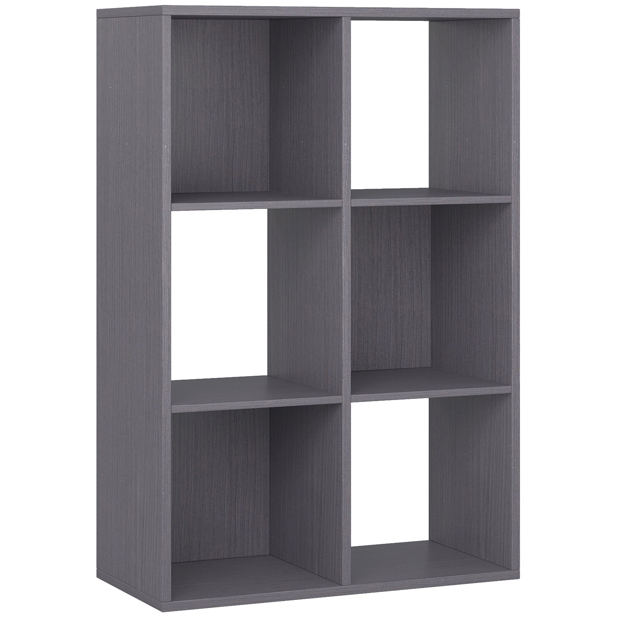 Grey homcom 6-cube bookshelf with particle board wood grain finish ideal for organizing books in home office