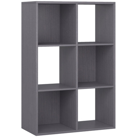 Grey homcom 6-cube bookshelf with particle board wood grain finish ideal for organizing books in home office