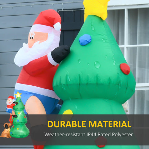 Homcom 6ft inflatable christmas tree with led light, santa claus dog, green polyester cloth, perfect for indoor outdoor use
