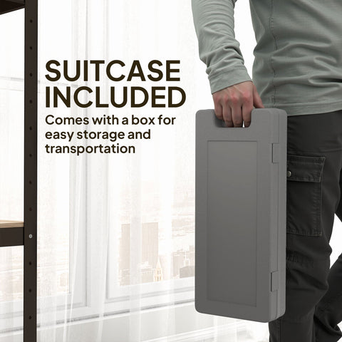 Gray plastic suitcase box with handle for easy storage and transport of homcom dumbbell set with three pairs in bright colours