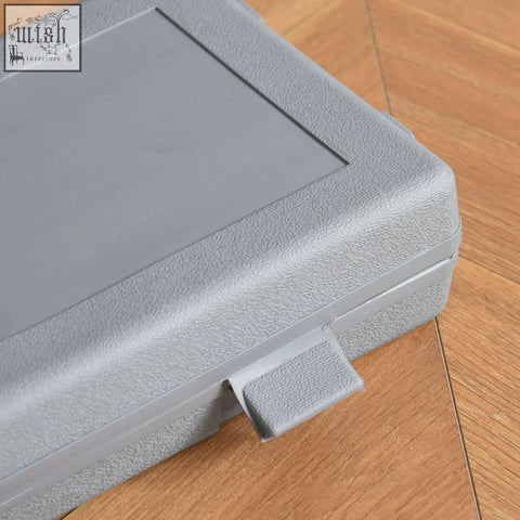 Gray textured plastic case with rectangular latch for homcom dumbbell set holding three pairs of bright colours weights