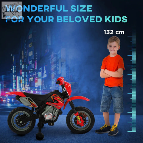 Red and black HOMCOM 6V kids electric motorbike with silver accents spot headlights and horn sound for ages 3-6 years