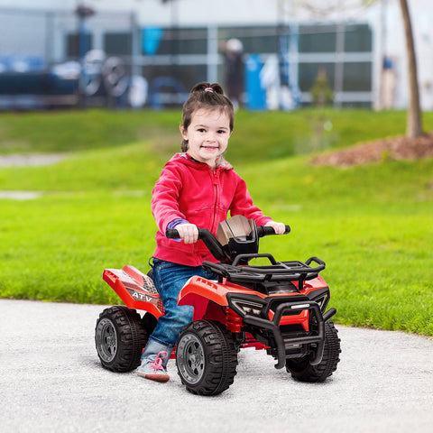 Red kids electric quad bike with large seat and rugged tires for smooth ride toddlers 18-36 months
