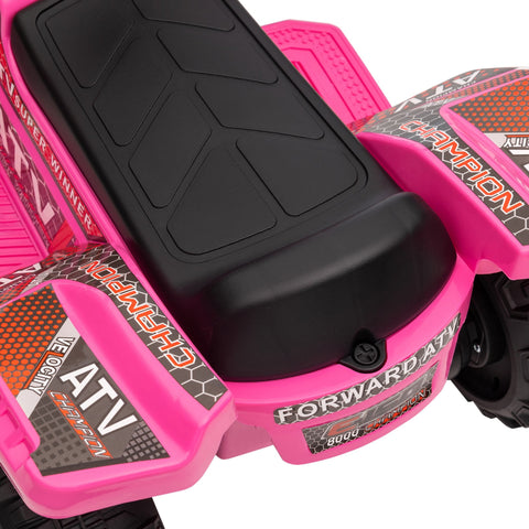 Pink and black HOMCOM 6V kids quad bike with rugged grips large seat and smooth ride for toddlers 18 to 36 months