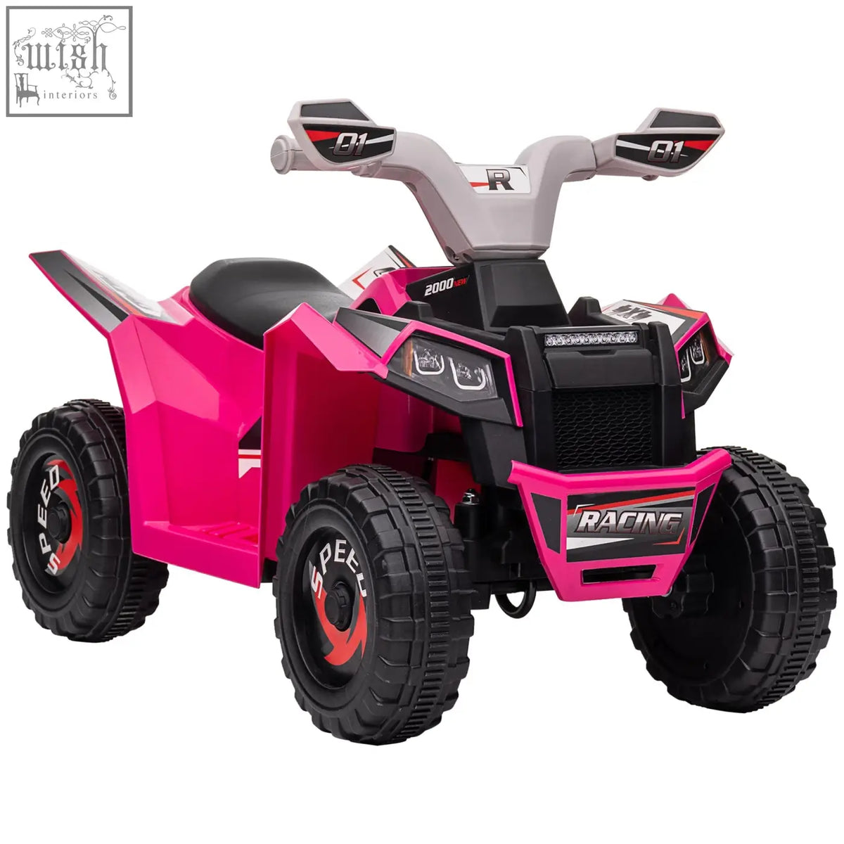 Pink and black HOMCOM 6v kids quad bike with wear-resistant wheels and forward backward function for toddlers