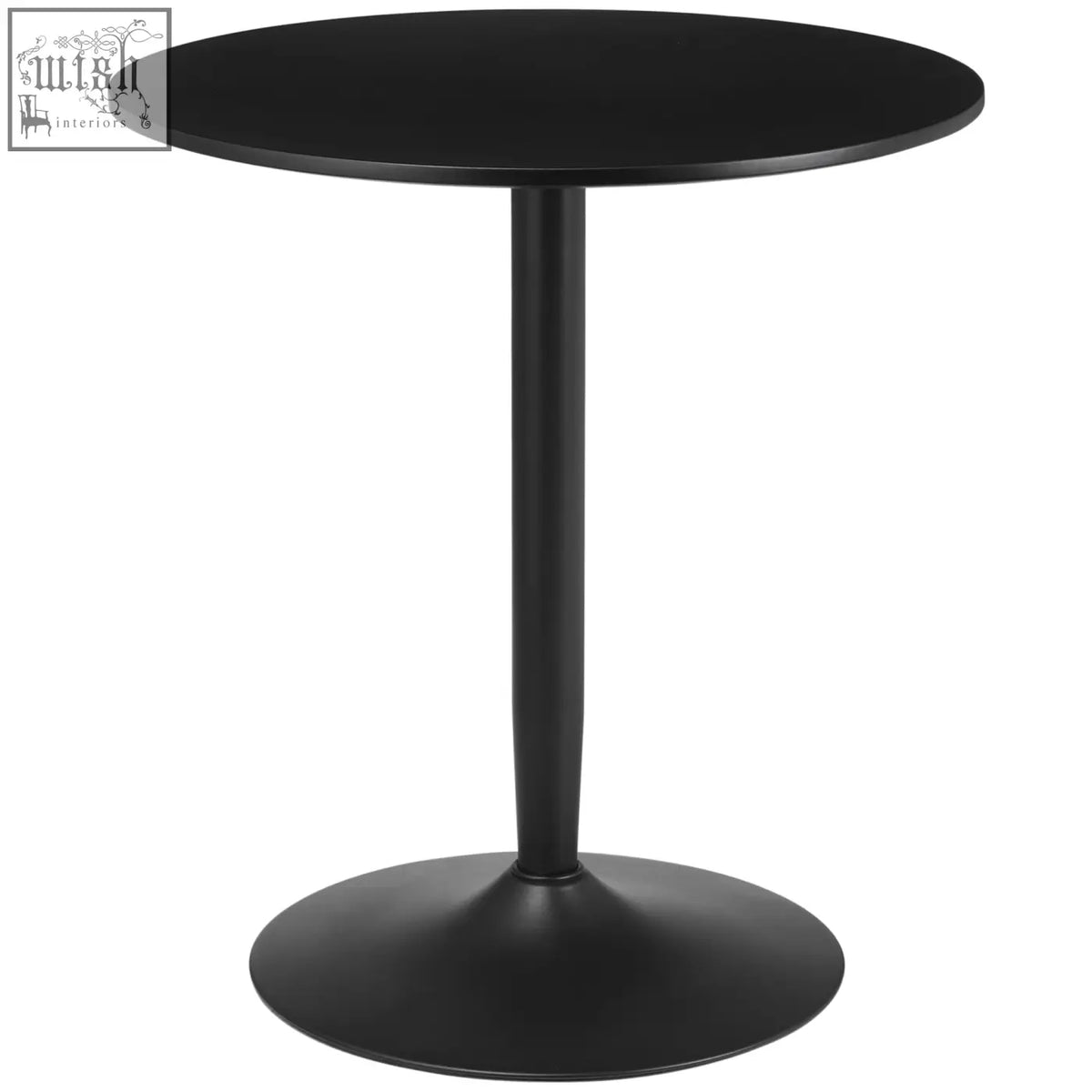 Black round table with powder coated steel frame and sturdy pedestal base for two-person dining by HOMCOM