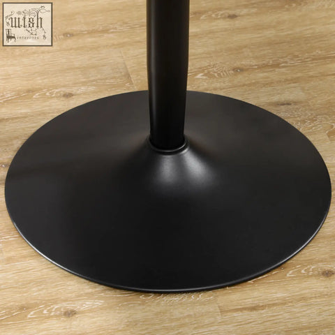 Black matte powder coated steel pedestal base of homcom two-person round table with a sleek minimalistic design
