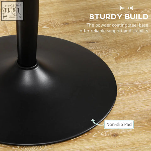 Black powder coated steel base with non slip pad for homcom two person minimalistic round dining table