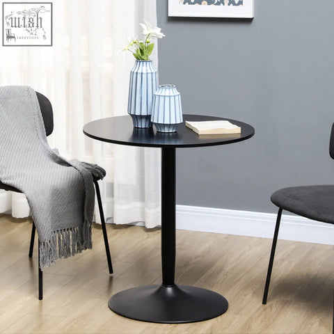 Black homcom round table with powder coated steel frame and sturdy pedestal base for two-person dining