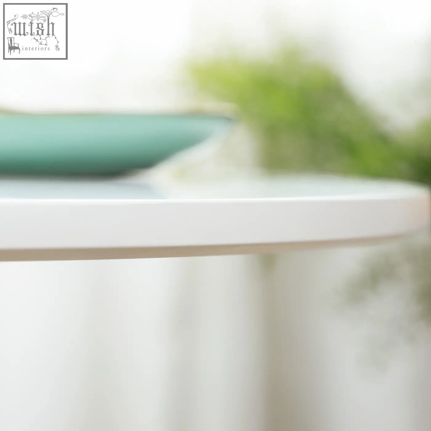 White circular table edge with smooth glossy finish on homcom coated steel frame round table for two people