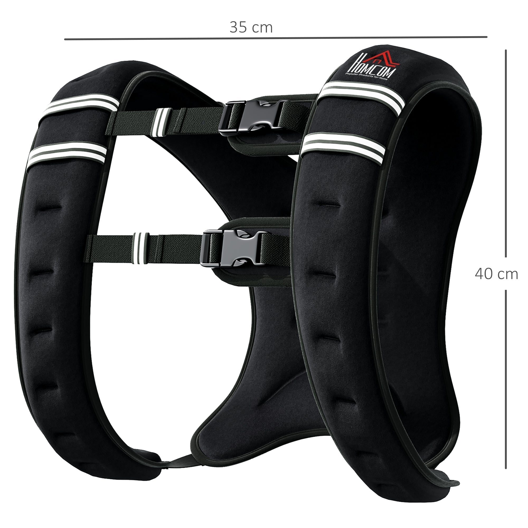 Black neoprene homcom weight vest with white stripes and adjustable straps ideal for running weight vest use