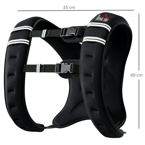 Black neoprene homcom weight vest with white stripes and adjustable straps ideal for running weight vest use