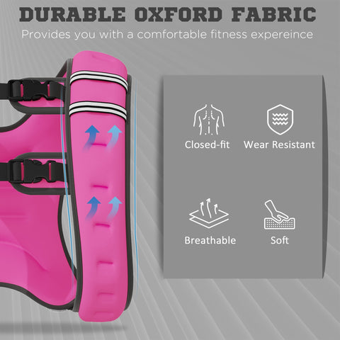 Pink durable oxford fabric homcom 8kg weighted vest with black straps white trim running weight vest for men and women